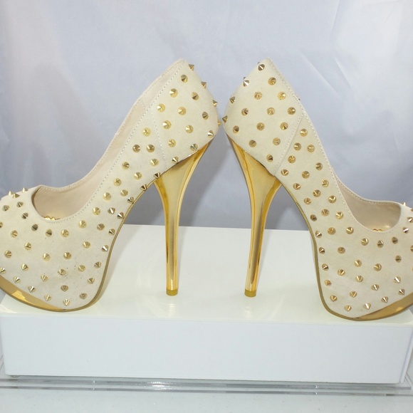 *SOLD* Cream Peep Toe Stiletto Heels - Picture 4 of 6